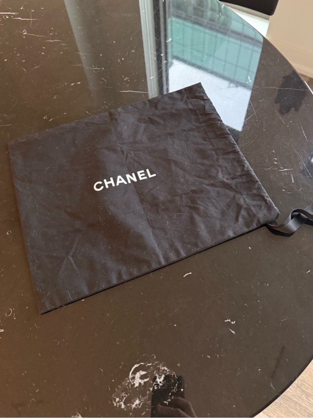 CHANEL Black Logo Drawstring Dust Bag
